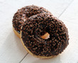 Photo: Fresh tasty donuts with chocolate glaze Fresh tasty donuts with chocolate glaze