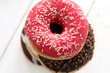 Photo: Fresh tasty donuts with different glaze Fresh tasty donuts with different glaze
