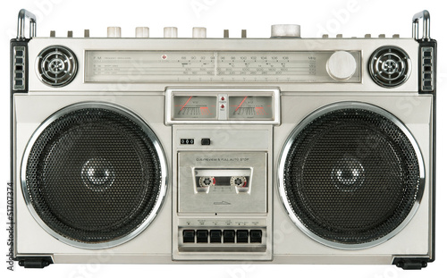 Photo: Vintage radio cassette recorder isolated on white Vintage radio cassette recorder isolated on white