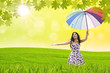 Beautiful woman dance with umbrella