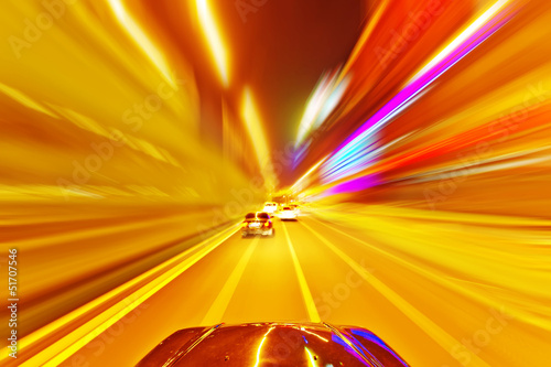 Photo: car on the road with motion blur background. car on the road with motion blur background.