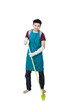 Photo: Full body of man with broom Full body of man with broom