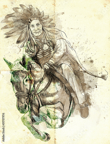 Photo: Indian Chief riding a horse Indian Chief riding a horse