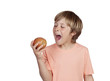 Photo: Preteen eating a red apple Preteen eating a red apple