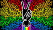 Unfolding Colorful hand signing for peace with swirls