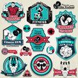 Vintage Gym muscles label set template