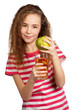 Girl with apple juice