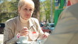 Video: Senior Women Enjoying Dessert At Outdoor Cafe Senior Women Enjoying Dessert At Outdoor Cafe