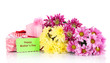 Bouquet of beautiful chrysanthemums isolated on white