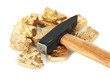 Golden nuggets with hummer isolated on white