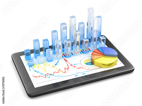 Illustration: Financial data on tablet - isolated on white Financial data on tablet - isolated on white