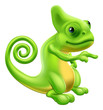 Chameleon mascot pointing