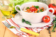 Delicious rice with vegetables and herbs in pot