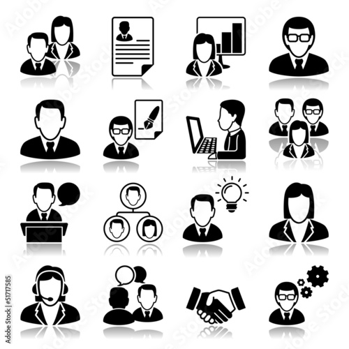 Vector: business people Icons with reflection business people Icons with reflection