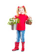 girl with plants isolated on white