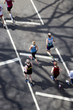 Marathon runners from above