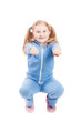 Gymnast cute little girl isolated on a white