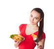 beautiful girl with food
