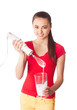 Foto: smile girl shakes up cream smile girl shakes up cream