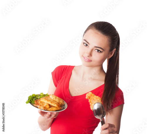 Photo: beautiful girl with food beautiful girl with food