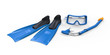 Flippers, Glasses and Snorkel Isolated on White Background