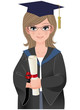 卒業 学生 Cute female graduate in academic dress