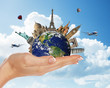 World sights on the hand