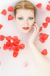 Bath with rose petals