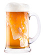 Frosty fresh beer with foam isolated