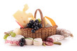composition with cheese and sausages