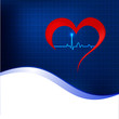 Heart and heartbeat symbol on reflective surface.