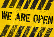 Vector: grungy " we are open " sign, vector grungy " we are open " sign, vector