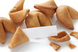 fortune cookie with blank message on white background