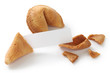 fortune cookie with blank message on white background