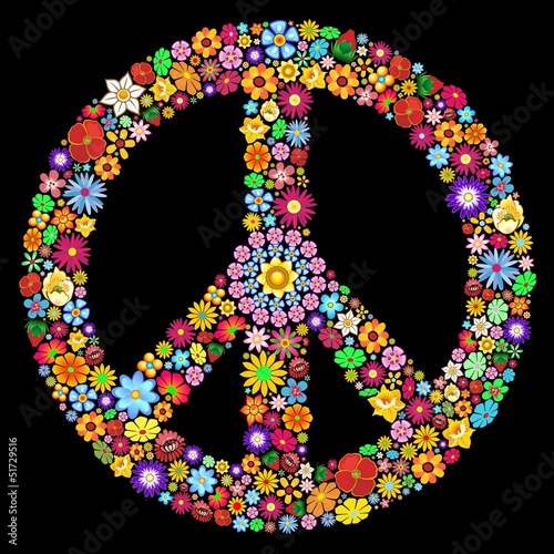 Vector: Peace Symbol Groovy Flowers Design-Pace Simbolo Floreale Peace Symbol Groovy Flowers Design-Pace Simbolo Floreale