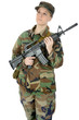 Junge Soldatin mit Sturmgewehr