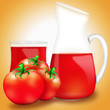 Reife rote Tomaten und Tomatensaft