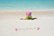 Girl relaxing on the beach of Exuma, Bahamas
