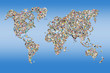 Photo: Carte du monde photos, fond bleu Carte du monde photos, fond bleu