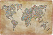 Photo: Carte du monde photos, texture vintage Carte du monde photos, texture vintage