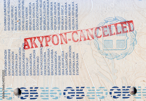 Photo: Background of passport stamps closeup Background of passport stamps closeup