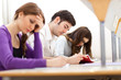 Students studying in a library