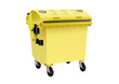 Yellow recycling container for plastic isolated
