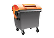 Black and orange container for carboard isolated