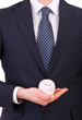 Businessman with piggy bank.