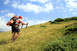 Summer hiking in the mountains.