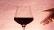 red wine glass with lipstick track