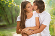 Young attractive couple together outdoors