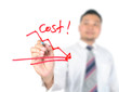 Business man drawing cost reduction