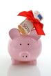 Foto: Sparschwein,50 Euro, Schleife Sparschwein,50 Euro, Schleife